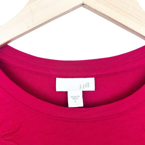 J. Jill Red Embroidered Long Sleeve Shirt Sz S - Picture 2 of 4